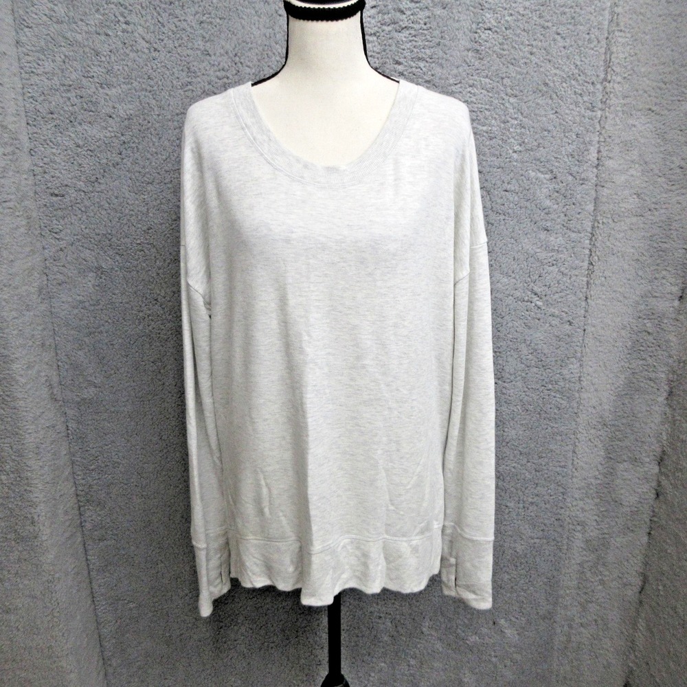 Athleta Oversized Sweatshirt Womens Medium Heather Gray Scoop Neck Lounge Cozy